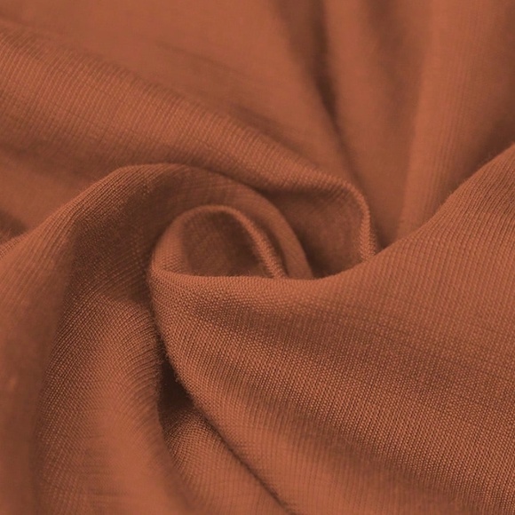 Boho Rust V neck Butterfly Sleeve Stretchy Waist Maxi Dress - Picture 9 of 11